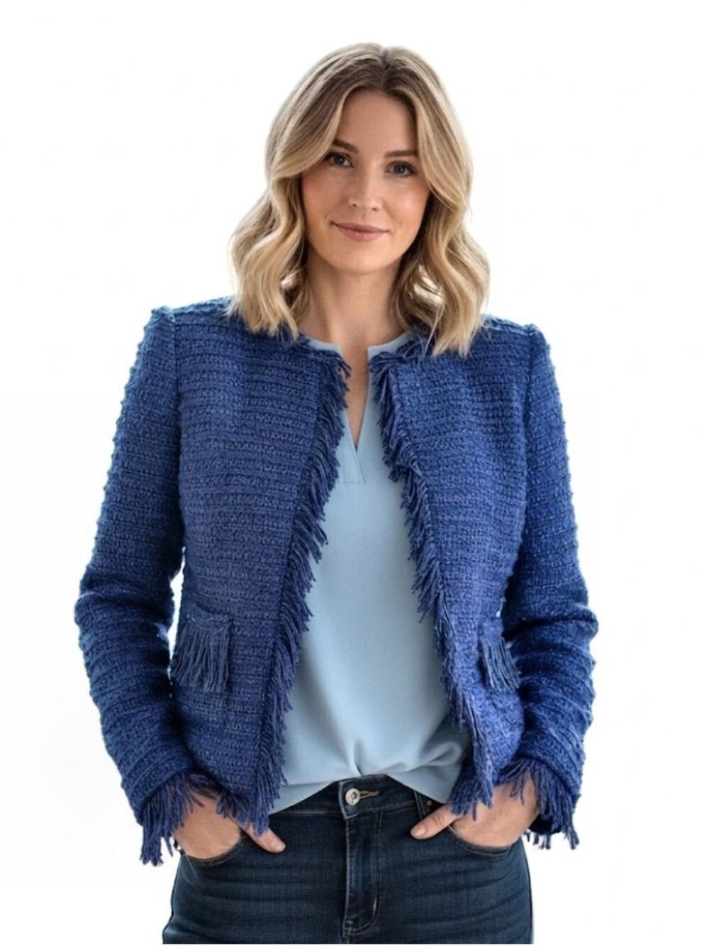 L'AGENCE Angelina Tweed Blazer, Twilight Blue, Women's Size 2, NWOT